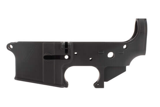 AR-15 Mil-Spec Stripped Lower Receiver from 17 Design has a black hardcoat anodized finish